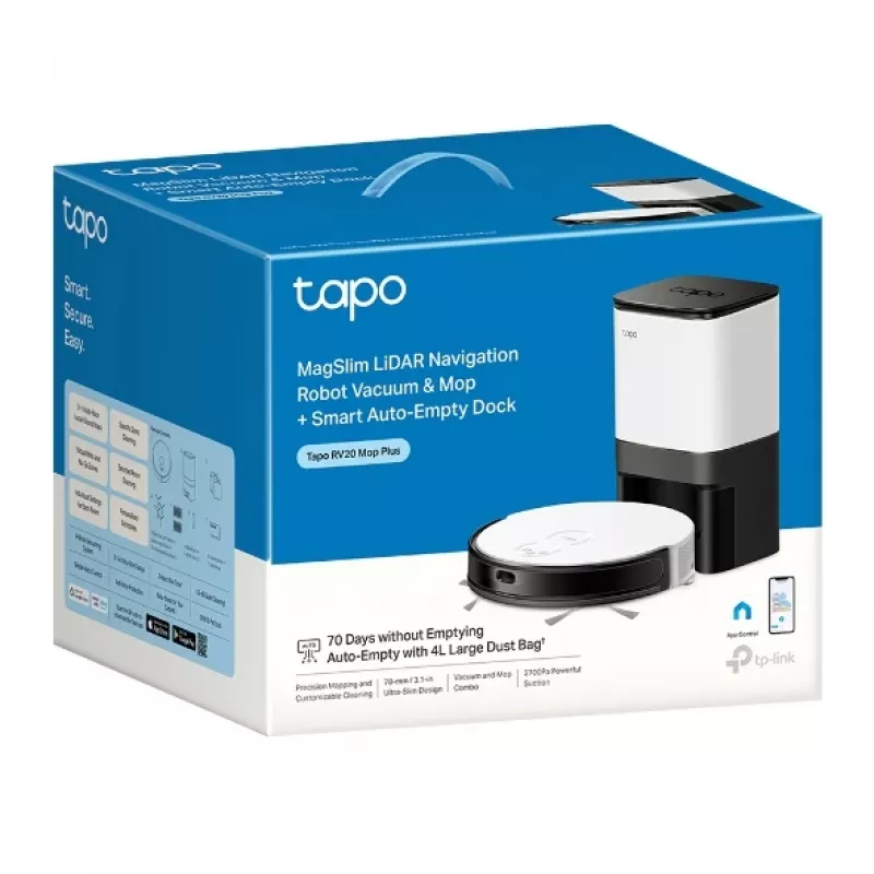 TP-Link Tapo RV20 Mop Plus 0,35 l Zwart, Wit