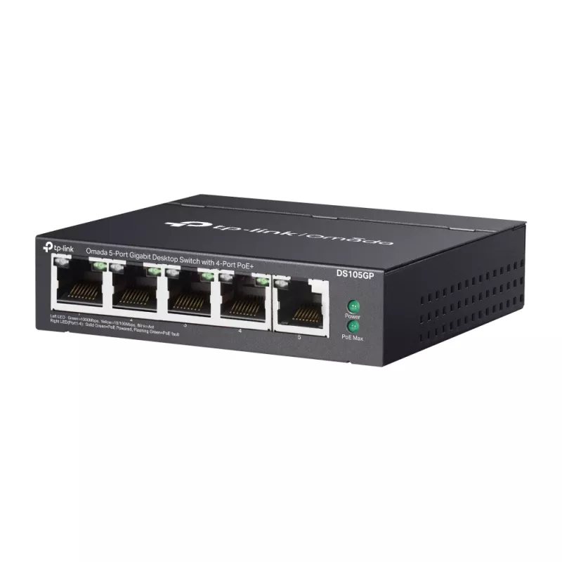 TP-Link Omada DS105GP Netwerkswitch Unmanaged Gigabit Ethernet (10/100/1000) Power over Ethernet (PoE) Zwart