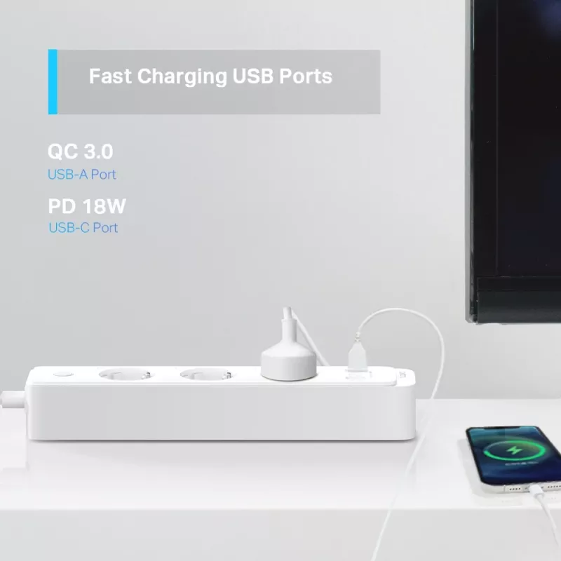 TP-Link Tapo P300 3 AC stopcontact(en) Type F (CEE 7/4) 1,5 m 3 2300 W Wit