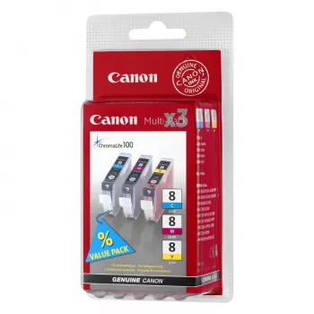 Canon CLI-8 C/M/Y inktpatroon 3 stuks origineel cyaan, magenta, geel