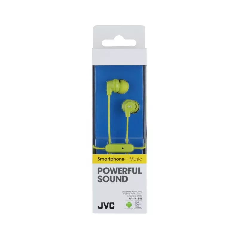 JVC HA-FR15-G-E Kleurrijke in-ear-koptelefoon met afstandsbediening en microfoon
