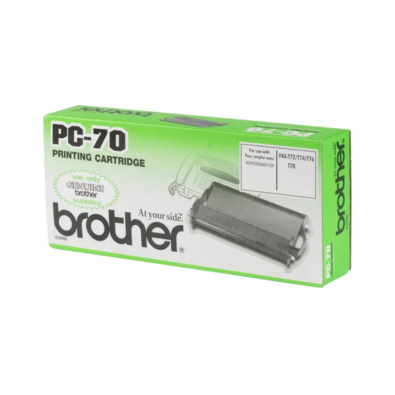 Faxcassette Brother PC70 – Zwart, 140 pagina's, compatibel met FAXT72/74/76/78/7 Plus/92/94/96/98