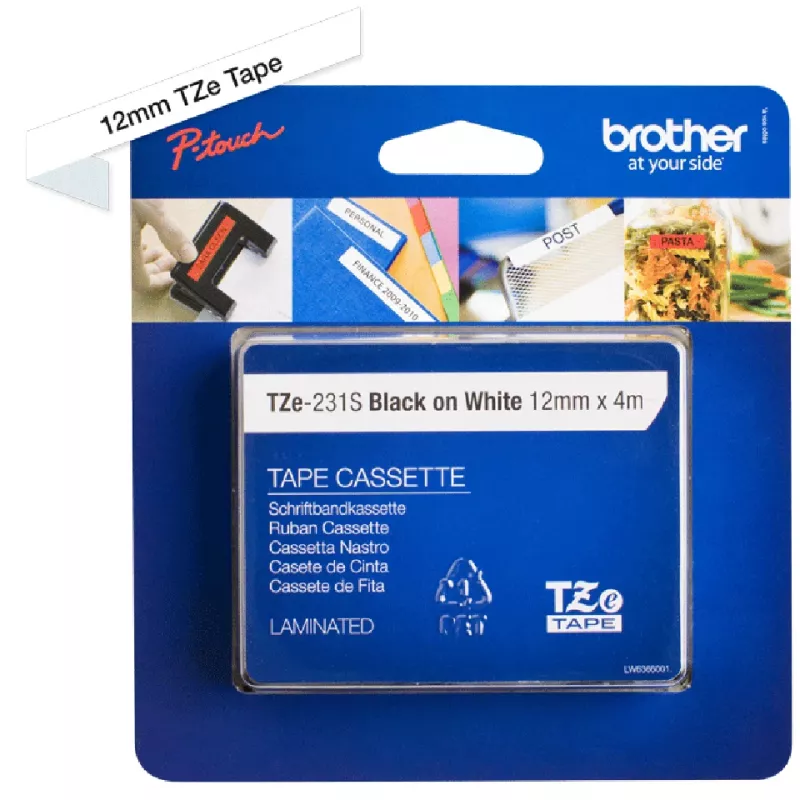 Brother TZE231S etikettenband zwart op wit TZe