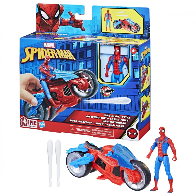 Marvel Spider-Man Spider-Man Web Blast Cycle kinderspeelset met beweegbare Spider-Man actiefiguur