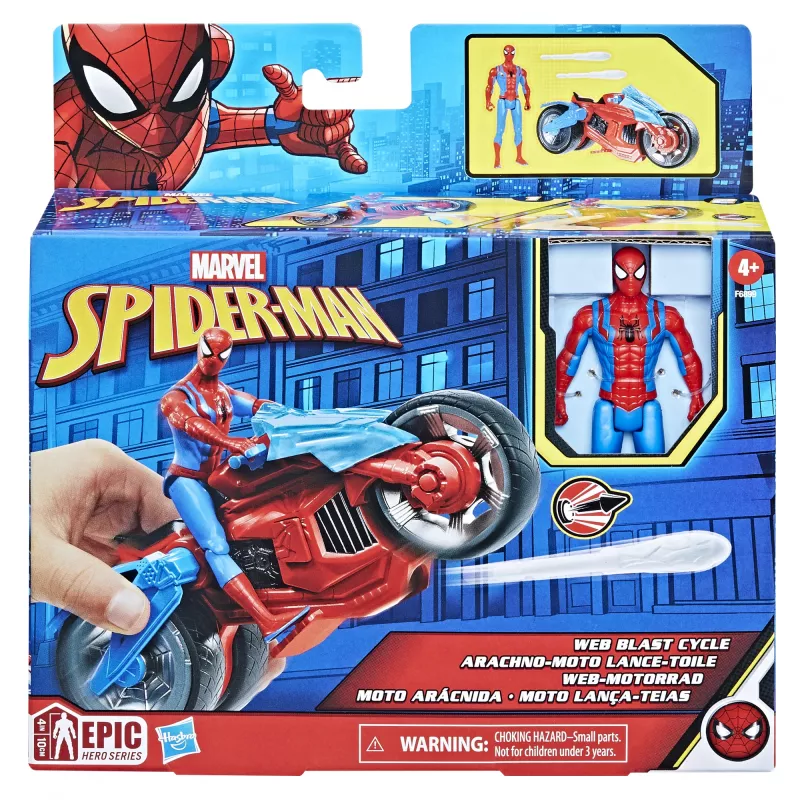 Marvel Spider-Man Spider-Man Web Blast Cycle kinderspeelset met beweegbare Spider-Man actiefiguur
