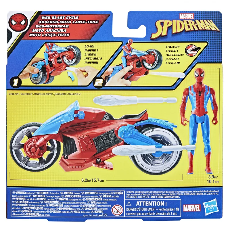 Marvel Spider-Man Spider-Man Web Blast Cycle kinderspeelset met beweegbare Spider-Man actiefiguur