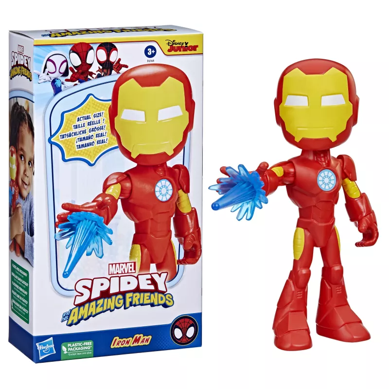 Marvel Spidey en zijn geweldige vrienden – overmaatse Iron Man-figuur, 3 jaar, Marvel, rood, geel
