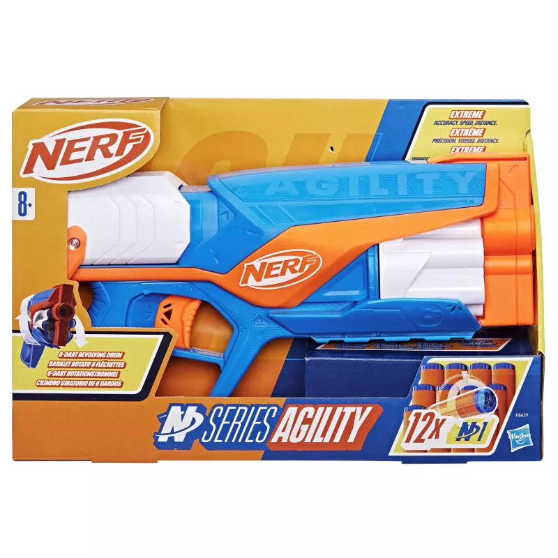 Speelgoedblaster NERF N Series Agility blauw oranje wit 8 jaar