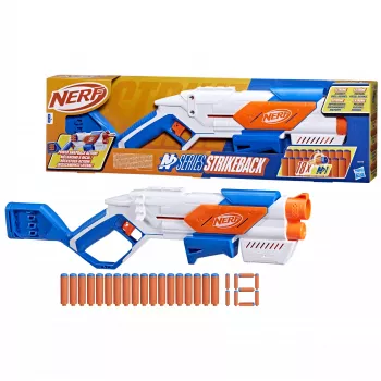 Speelgoedblaster Nerf N Series Strikeback blauw oranje wit 8+