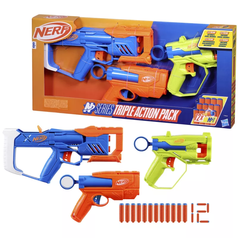 Nerf N Series Triple Action Pack, speelgoedblaster, 8 jaar