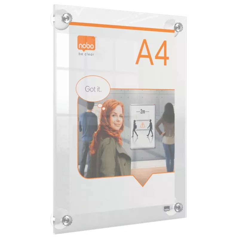 Nobo Premium Plus A4 heldere acryl wandhouder voor verwisselbare posterframes
