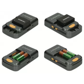 2-Power universele camera-oplader – detailhandel, lithium-ion (Li-Ion), nikkel-metaalhydride (NiMH), AA, AAA
