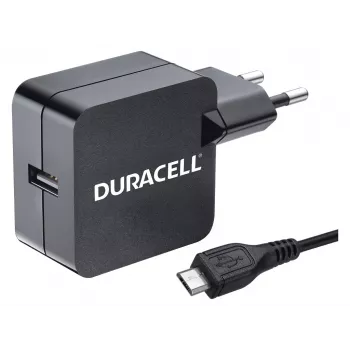 Duracell 2.4A telefoon-/tabletlader, binnen, AC, 5 V, 2,4 A, zwart