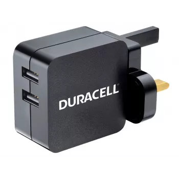 Duracell 2x2,4A USB telefoon-/tabletoplader, binnen, AC, 5 V, zwart