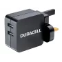 Duracell 2x2,4A USB telefoon-/tabletoplader, binnen, AC, 5 V, zwart