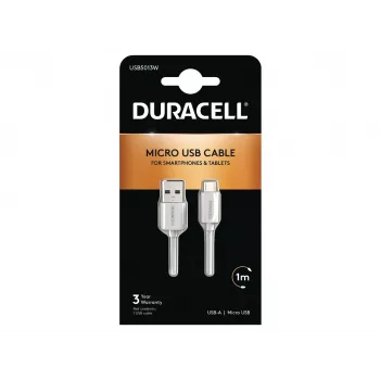Duracell Sync/Charge kabel 1 meter wit, 1 m, USB-A, Micro-USB-A, 2.0, wit