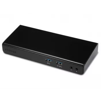 2-Power USB 3.0 dual display dockingstation, docking, 3,5 mm, USB Type-A, USB Type-B, 10,100,1000 Mbit/s, zwart, 5 Gbit/s