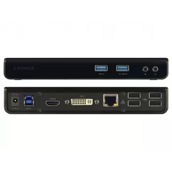 2-Power USB 3.0 dual display dockingstation, docking, 3,5 mm, USB Type-A, USB Type-B, 10,100,1000 Mbit/s, zwart, 5 Gbit/s