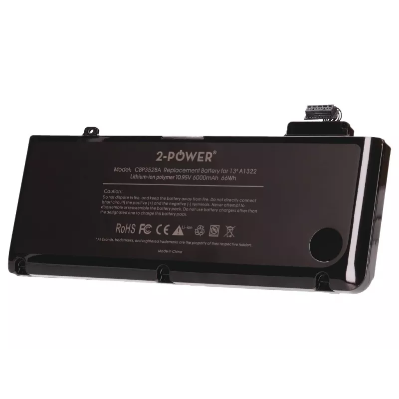 2-Power 10,95 V 6000 mAh Li-Polymeer laptopaccu, accu, Apple MacBook Pro 13 inch A1278, mid 2009 (EMC2326)