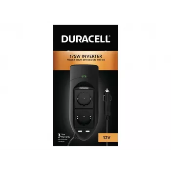 Duracell 175W twin EU stopcontact inverter, universeel, binnen, 12 V, 175 W, 12 V, DC1-naar-DC2
