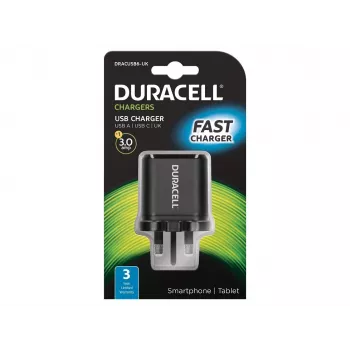 Duracell Type-C & Type-A netlader, binnen, AC, zwart