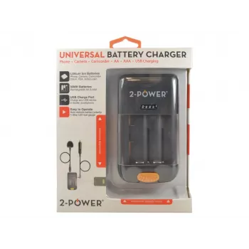 2-Power universele camera-accuoplader – retail, lithium-ion (Li-Ion), AA, AAA, nee