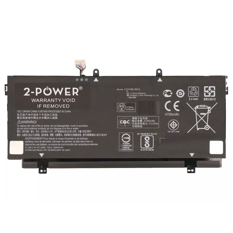 2-Power 11,55 V 5020 mAh Li-Polymer laptopaccu, accu, HP Spectre x360 13-ac000