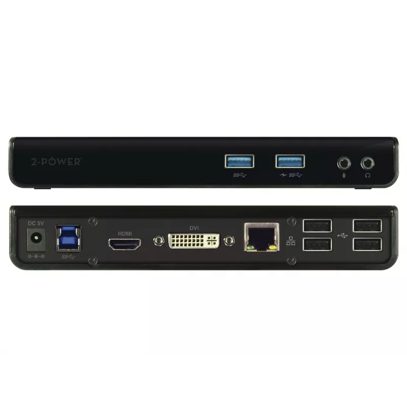 2-Power DOC0110A laptop-dockingstation/poortreplicator bedraad USB 3.2 Gen 1 (3.1 Gen 1) Type-B zwart