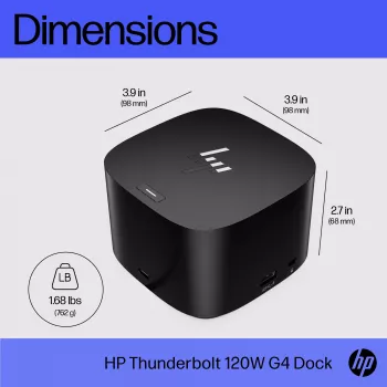 HP Thunderbolt Dock 120W G4, bedraad, Thunderbolt 4, zwart, Kensington, China, Thailand, Taiwan, Business