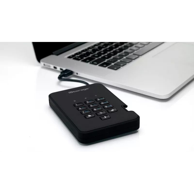 iStorage diskAshur² SSD 128GB zwart | Veilige draagbare solid-state-schijf | AES-XTS 256-bits hardwareversleuteling | PIN-beveiligd | Besturingssysteem- en platformonafhankelijk | TAA-conform | Bescherming tegen brute-force-aanvallen | Stof-/waterbestendig