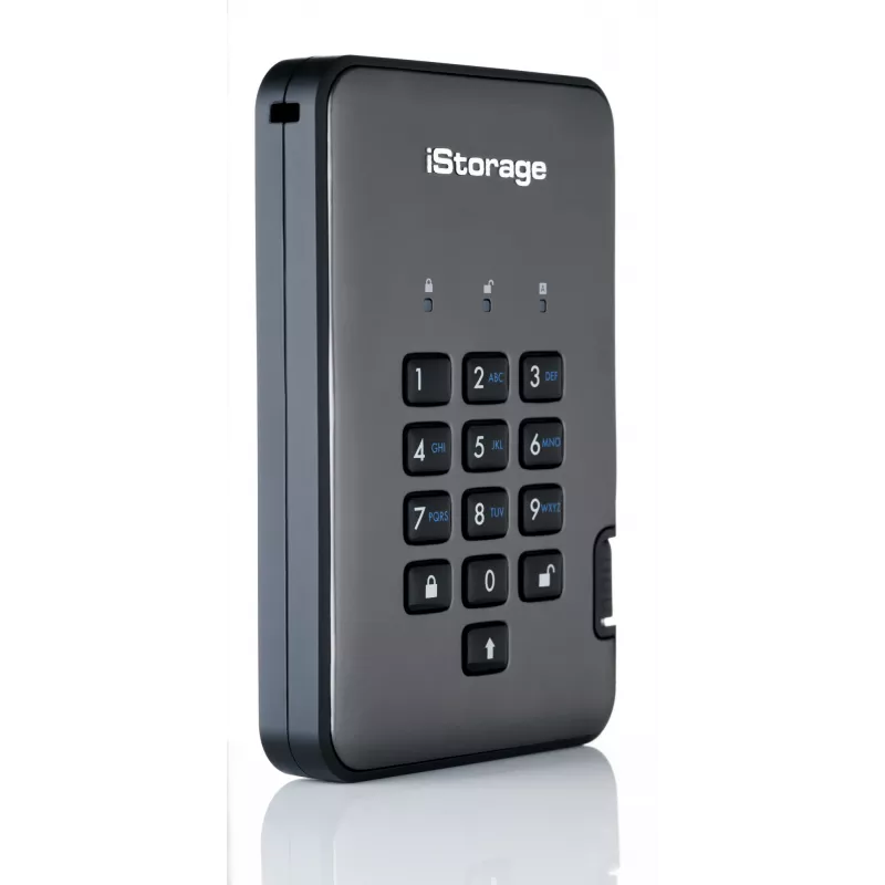 iStorage diskAshur PRO² SSD 4 TB | Veilige draagbare solid-state-drive | FIPS 140-2 Level 2, NCSC CPA, NLNCSA BSPA & NATO Restricted | AES-XTS 256-bits hardwareversleuteling | PIN-beveiligd | Besturingssysteem- en platformonafhankelijk | AVG-conform, TAA-conform | Bescherming tegen brute-force-aanvallen | Stof- en waterbestendig