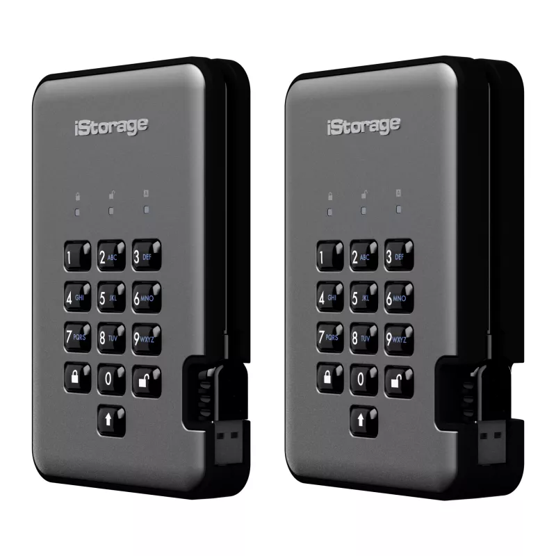 iStorage diskAshur PRO² SSD 4 TB | Veilige draagbare solid-state-drive | FIPS 140-2 Level 2, NCSC CPA, NLNCSA BSPA & NATO Restricted | AES-XTS 256-bits hardwareversleuteling | PIN-beveiligd | Besturingssysteem- en platformonafhankelijk | AVG-conform, TAA-conform | Bescherming tegen brute-force-aanvallen | Stof- en waterbestendig