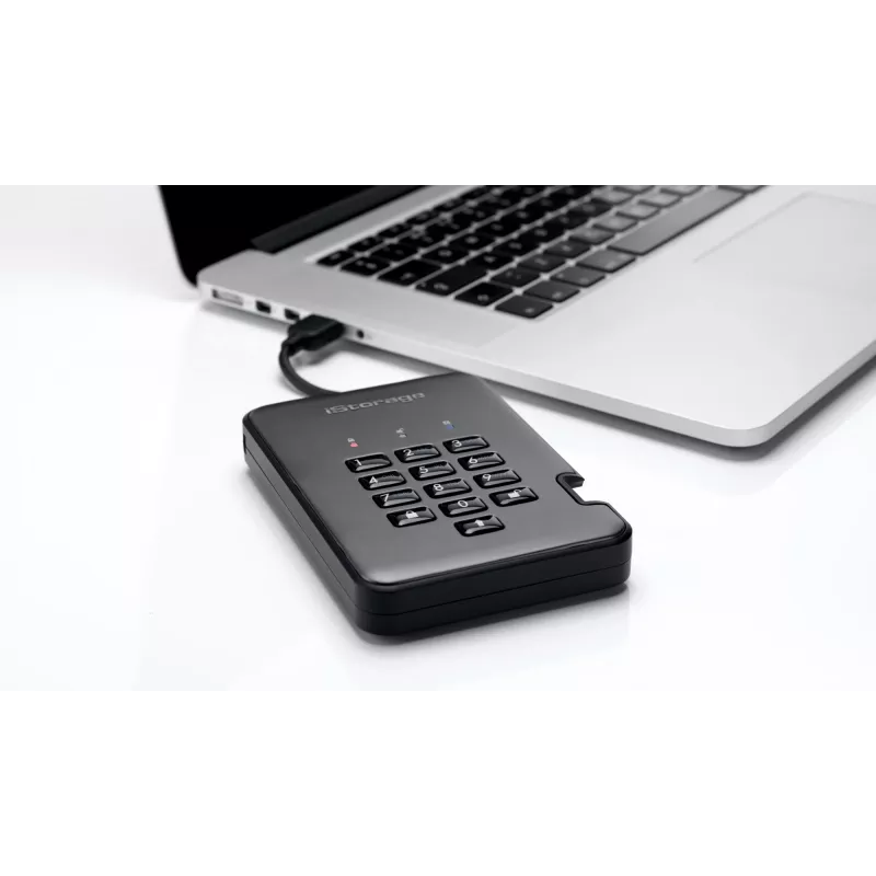 iStorage diskAshur PRO² SSD 4 TB | Veilige draagbare solid-state-drive | FIPS 140-2 Level 2, NCSC CPA, NLNCSA BSPA & NATO Restricted | AES-XTS 256-bits hardwareversleuteling | PIN-beveiligd | Besturingssysteem- en platformonafhankelijk | AVG-conform, TAA-conform | Bescherming tegen brute-force-aanvallen | Stof- en waterbestendig