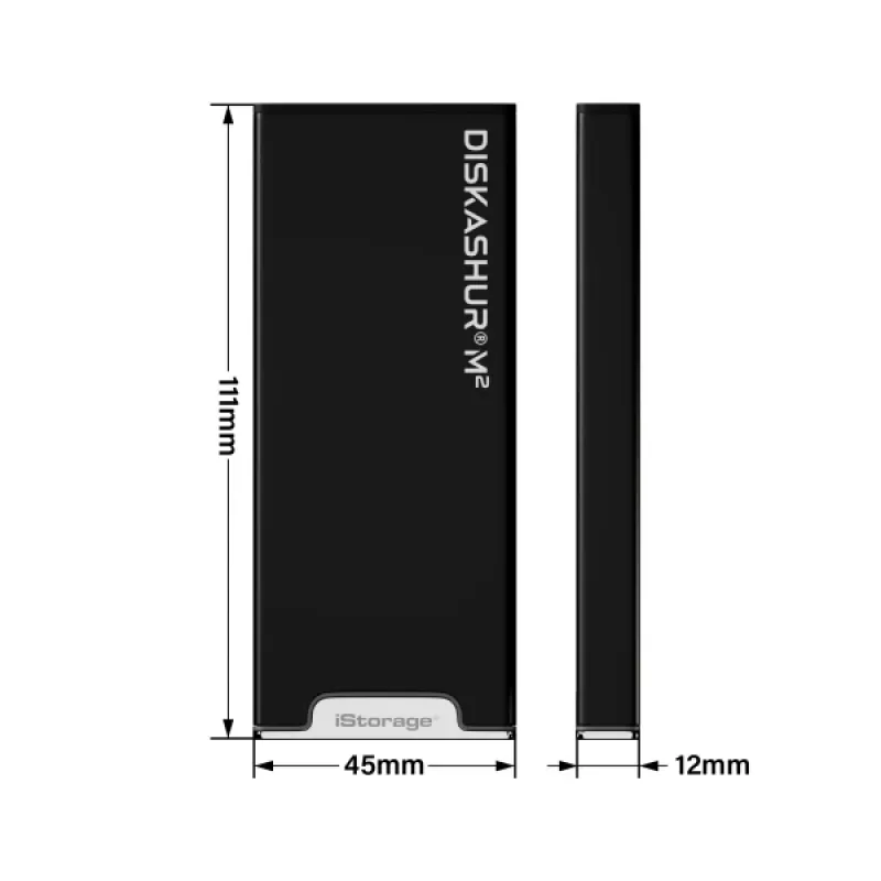 iStorage diskAshur M² SSD 2TB | Veilige draagbare SSD | FIPS 140-3 Level 3 conform | Common Criteria EAL 5+ | OS- en platformonafhankelijk | AVG, TAA conform | Brute-force-beveiliging | Stof- en waterbestendig