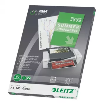 Leitz iLAM zelfklevende A4-lamineerhoezen, 80 micron, pak van 100
