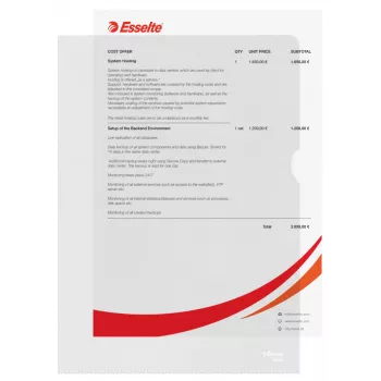Esselte ordner 120my A4, A4, polyvinylchloride (PVC), transparant, 220 mm, 307 mm, 1 mm
