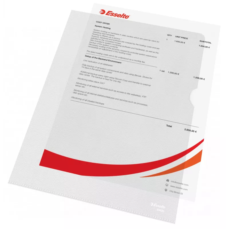 Esselte ordner 120my A4, A4, polyvinylchloride (PVC), transparant, 220 mm, 307 mm, 1 mm