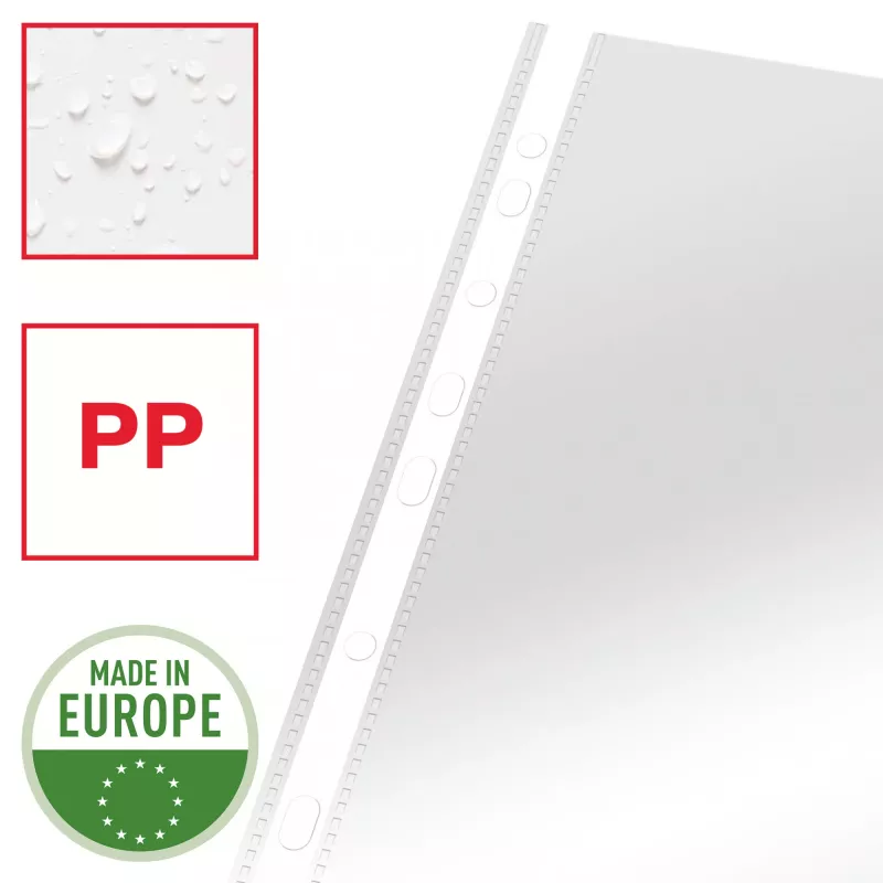 Esselte Pocket 75my A4, 210 x 297 mm (A4), transparant, polypropyleen (PP), staand, boven, 0,075 mm