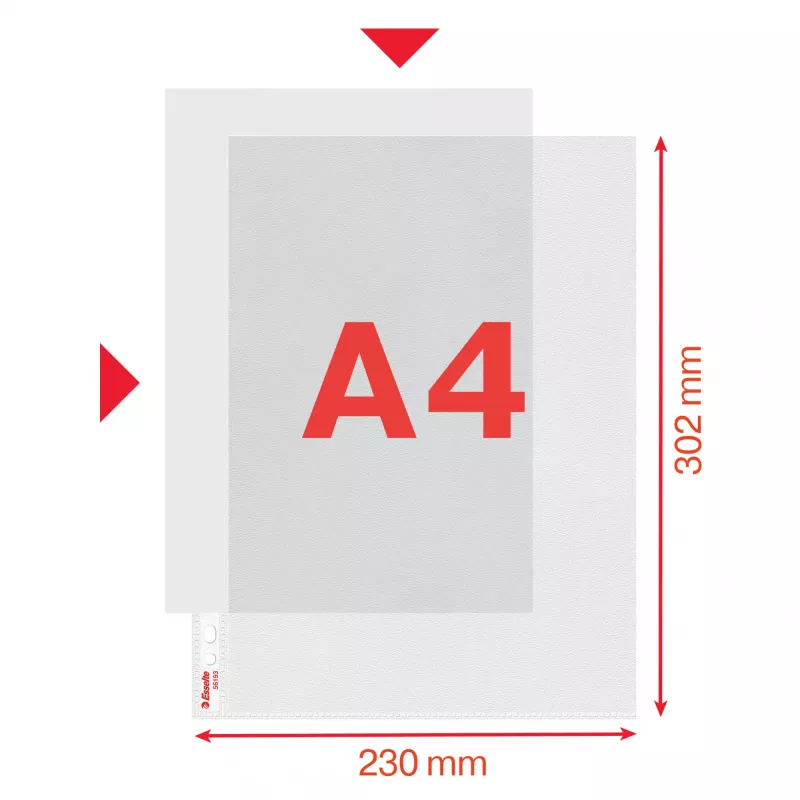 Esselte Premium A4 insteekhoes boven en links open, 30% pre-consumer gerecycled kunststof