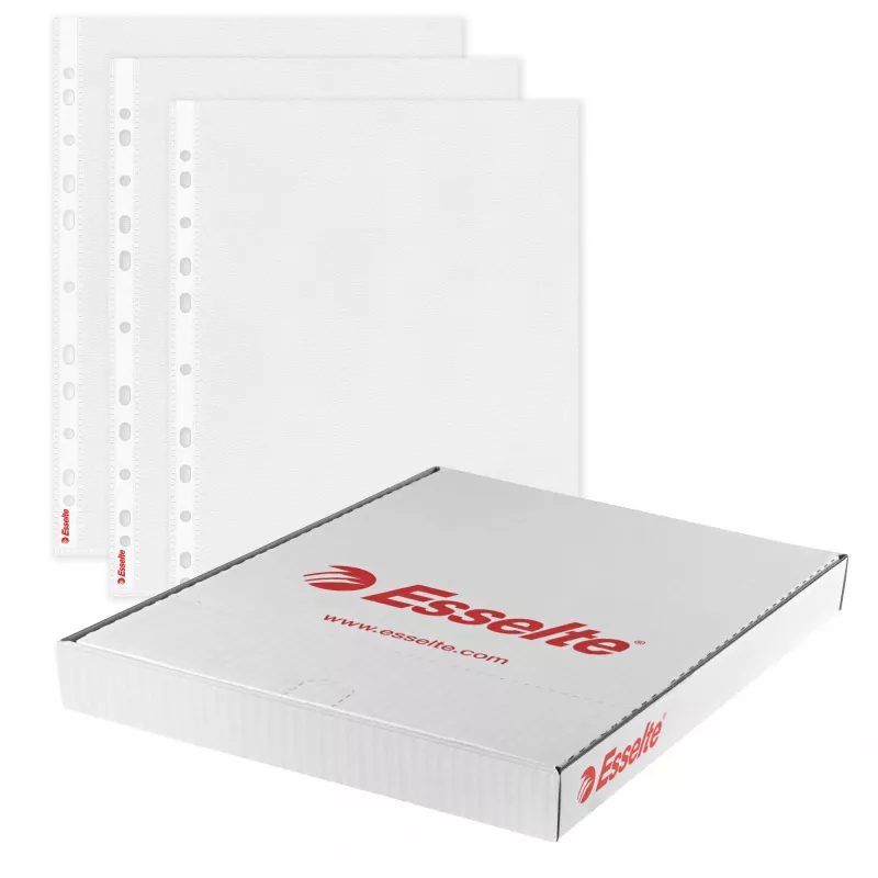 Esselte Premium A4 insteekhoes boven en links open, 30% pre-consumer gerecycled kunststof