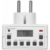 Smart-stekkerdoos MicroConnect GRUTIMER3 — indoor-tijdschakelaar met LCD, 110×81×78 mm, wit