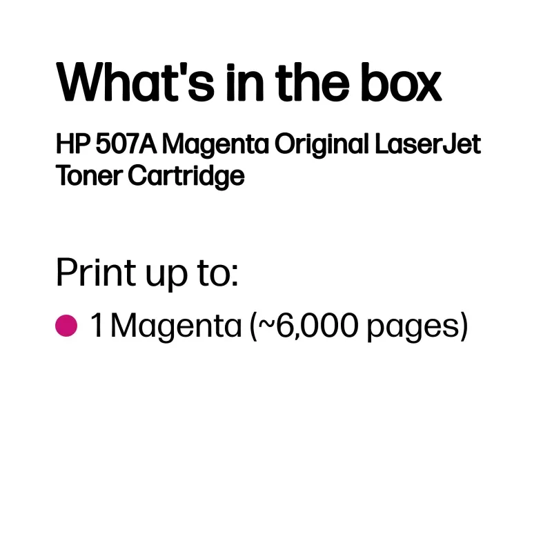 HP 507A magenta origineel LaserJet-tonerpatroon, 6000 pagina's, magenta, 1 st.