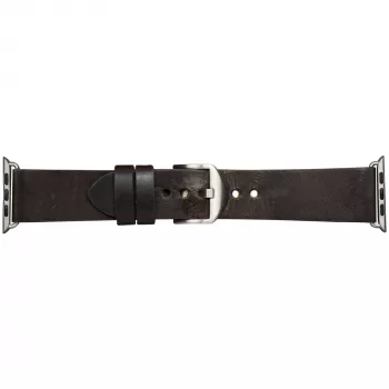 Leren horlogeband dbramante1928 Bornholm 44 mm – donkerbruin/zilver, 35 mm breed