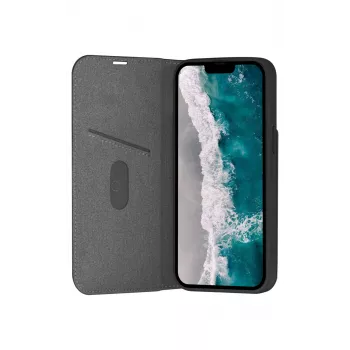 dbramante1928 Oslo folio telefoonhoesje voor iPhone 14 Pro Max — zwart, 3 vakken voor kaarten, tafelstandaard, geschikt voor 6,7 inch