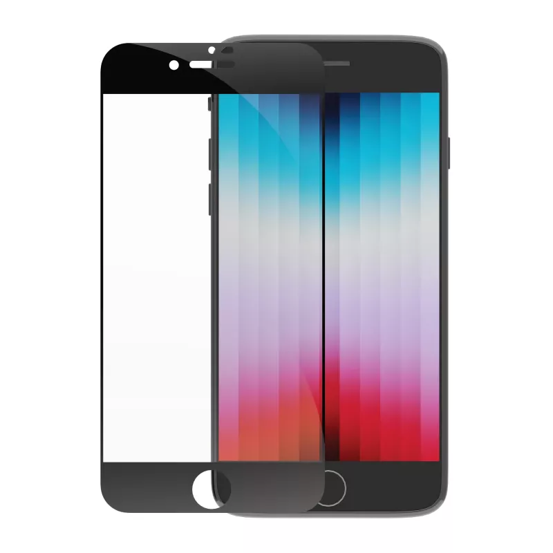 dbramante1928 Eco-Shield - iPhone SE - zwarte rand, Apple, iPhone SE, stofbestendig, krasvast, zwart, transparant, 1 stuk