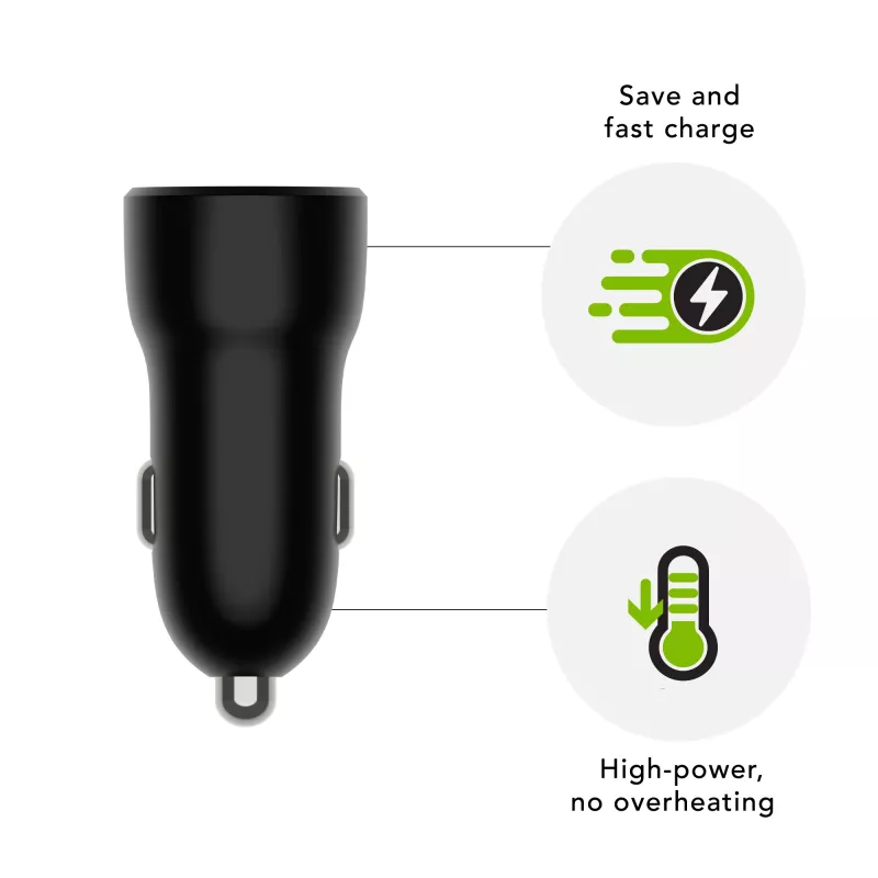 Auto-oplader d bramante re-charge USB-A 18W – 12–24V, 1× USB-A, zwart