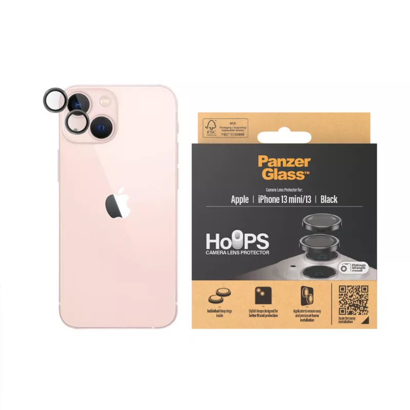 PanzerGlass Hoops cameralensbescherming iPhone 13 mini 13 zwart krasvast