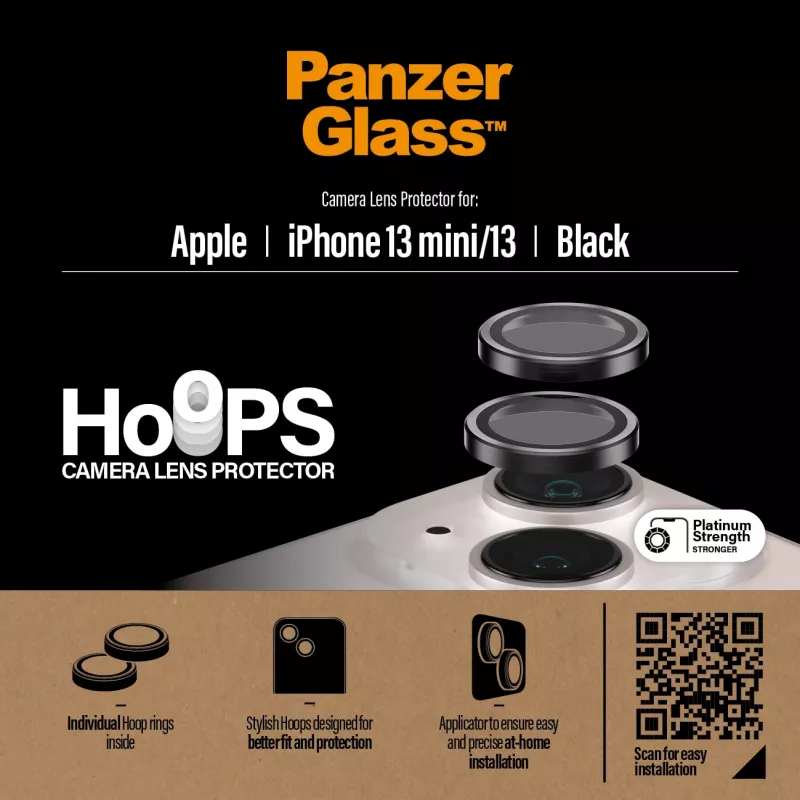 PanzerGlass Hoops cameralensbescherming iPhone 13 mini 13 zwart krasvast