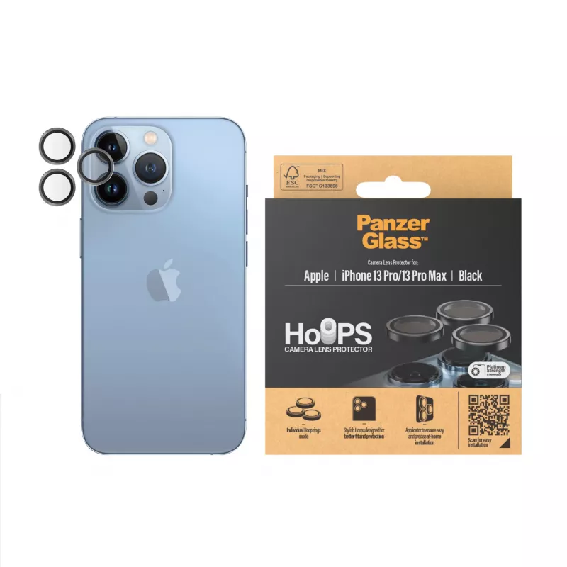 PanzerGlass Hoops cameralensbescherming voor iPhone 13 Pro 13 Pro Max zwart krasvast
