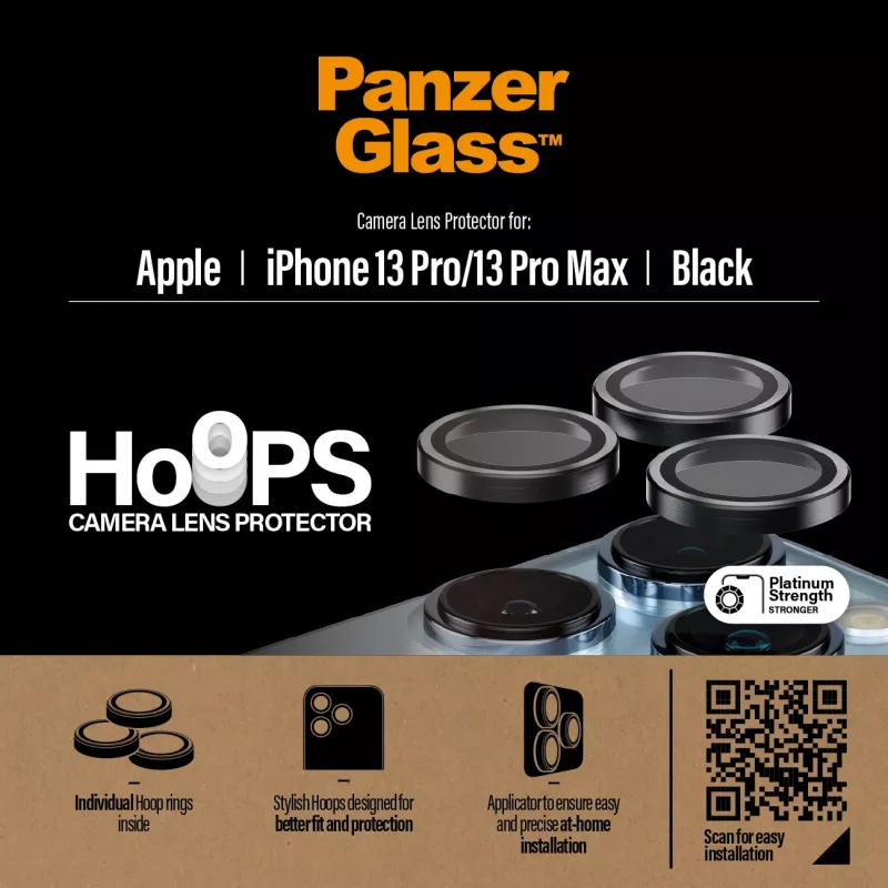 PanzerGlass Hoops cameralensbescherming voor iPhone 13 Pro 13 Pro Max zwart krasvast